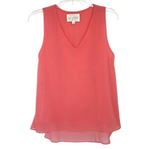 Sweet Wanderer Coral Sleeveless V-Neck Ruffle High Low Tank Top Size S EUC